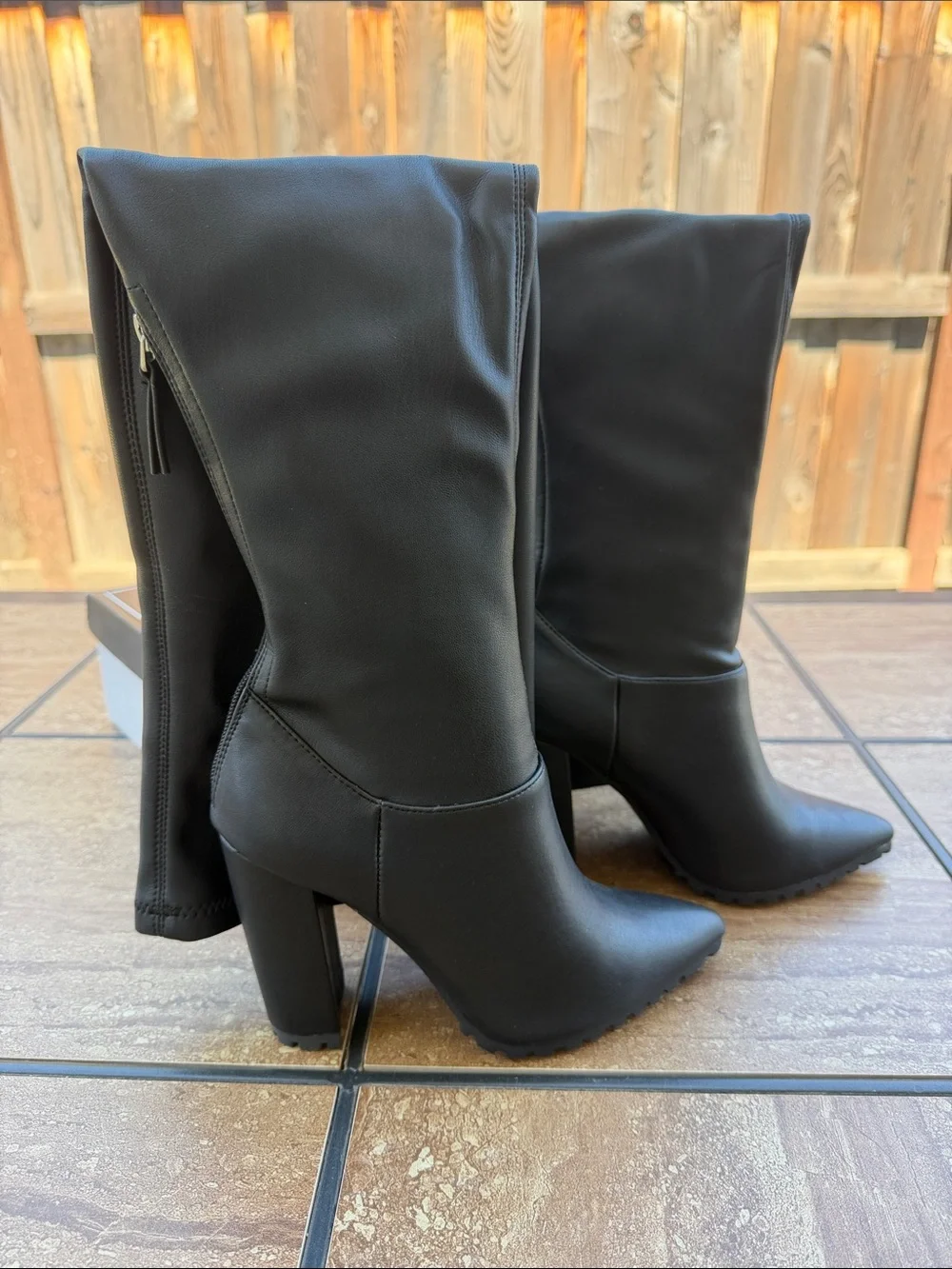 Qupid Black Over-The-Knee Pointed Toe Heeled Boots